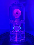 UV Reactive Galloway Glass Puffco Peak Glass Top double ratchet perc With Floating marble with color work upgrade and Matching Cap!
