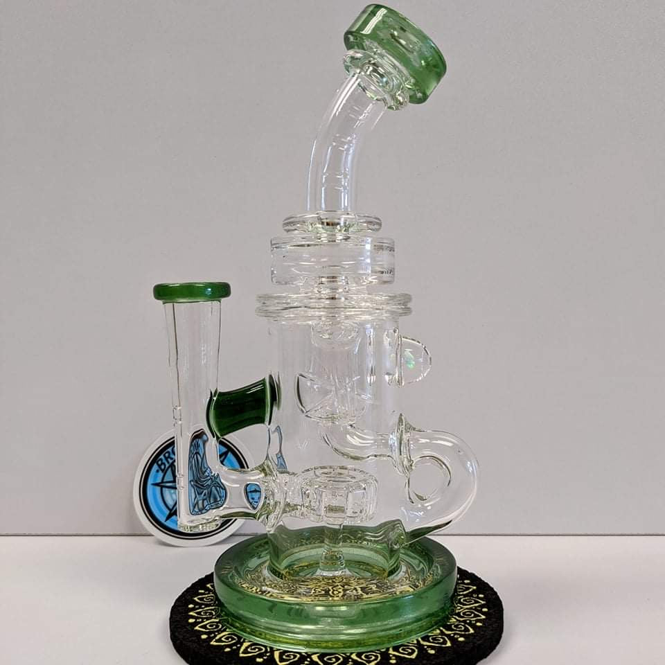 Bronx glass standard size rig with mint green color accent 14mm/90
