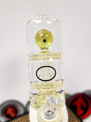 UV Reactive Galloway Glass Puffco Peak Glass Top double ratchet perc With Floating marble with color work upgrade and Matching Cap!