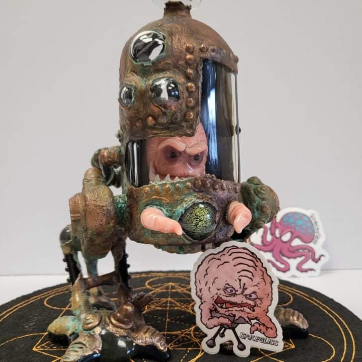 Space Glass Krang from TMNT rig electroformed copper and glow in the dark teeth
