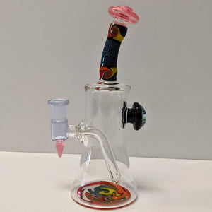 Chuck B Glass bigboy opal rig pink/yellow top 14mm 90 degree - hempgeek