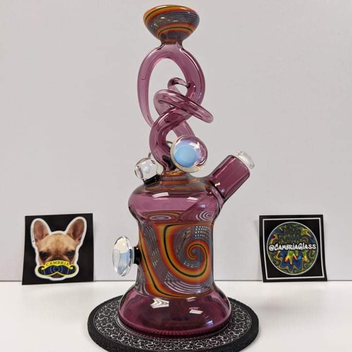 Cambria Glass Swirl rig 10mm/45 clear rose quartz color