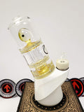 UV Reactive Galloway Glass Puffco Peak Glass Top double ratchet perc With Floating marble with color work upgrade and Matching Cap!